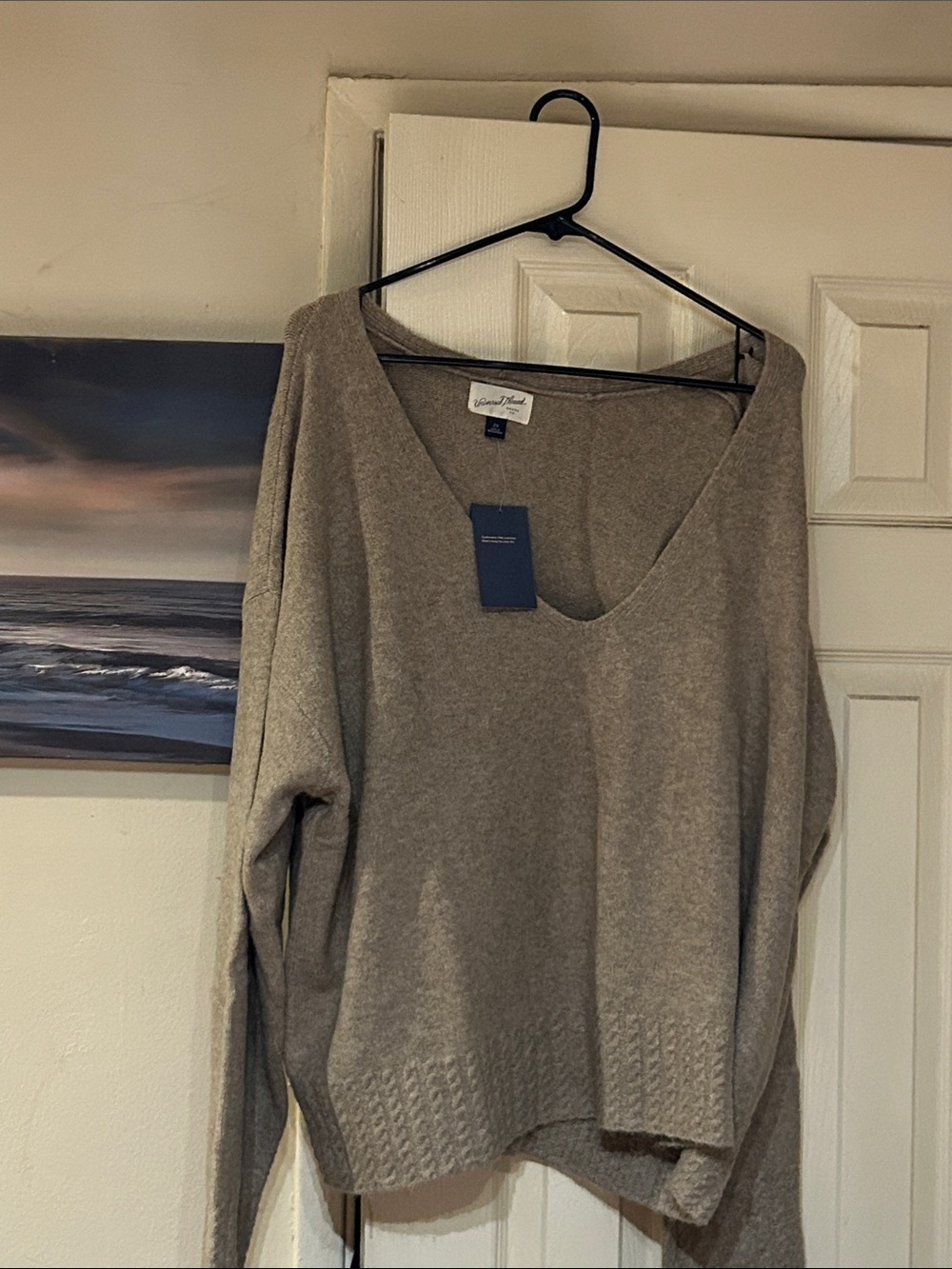 Universal threads Women's V-Neck Sweater in Taupe.